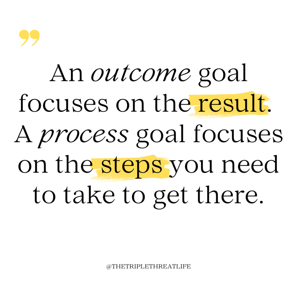 A quote graphic about outcome goals and process goals