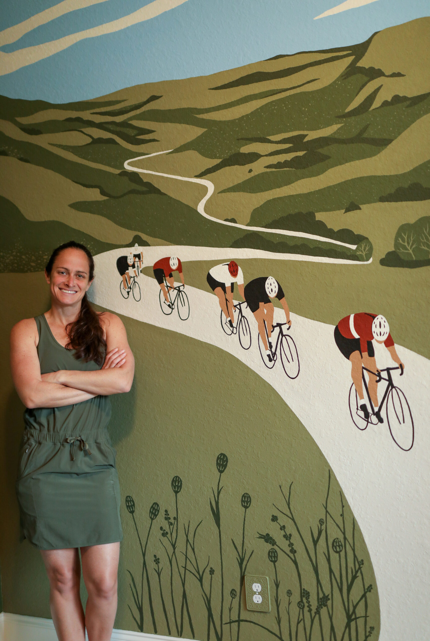 A cycling mural on a wall